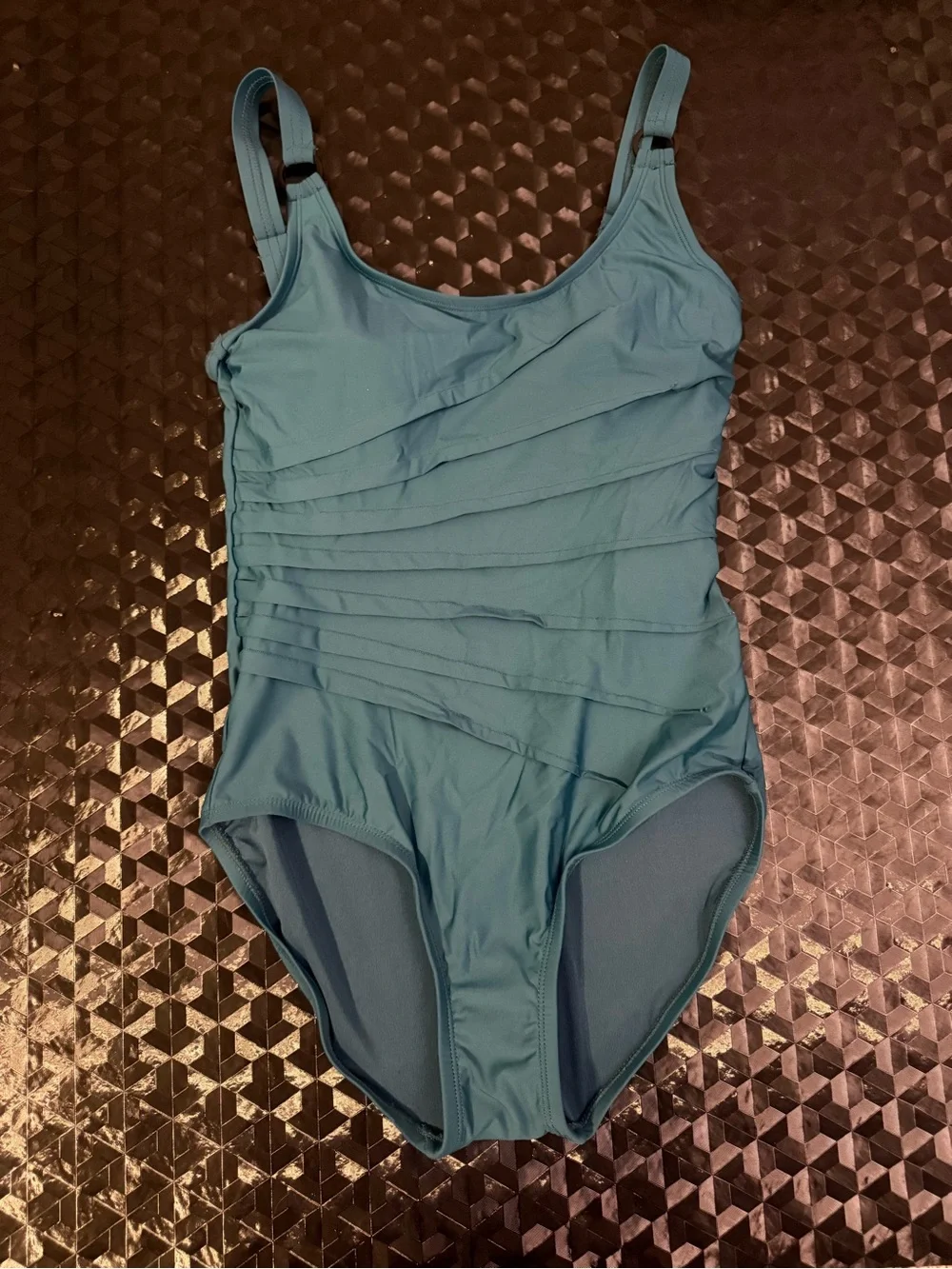 {DKNY} Teal One-Piece Swimsuit Bathing Suit with Ring-Strap Detail - Picture 2 of 9
